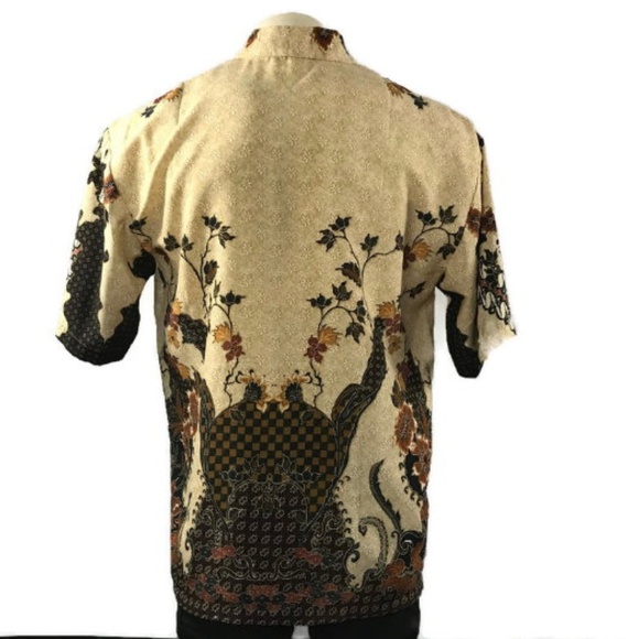Indonesian Batik Maswanto by Erawan jaya  lined button down shirt - Picture 2 of 8